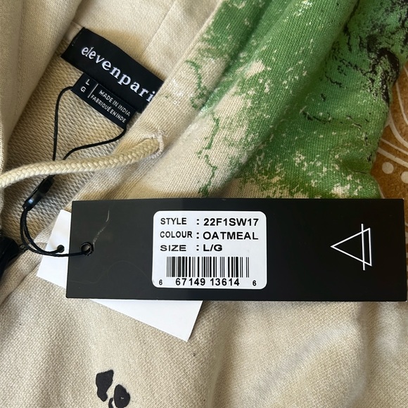 ELEVEN PARIS KNIT ABSTRACT AOP ZIP FRONT HOODIE (OATMEAL) - Picture 6 of 6